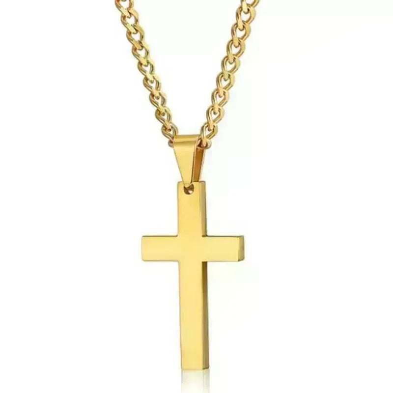 Simple Style Stainless Steel Cross Pendant - Men & Women