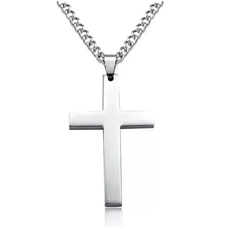 Simple Style Stainless Steel Cross Pendant - Men & Women